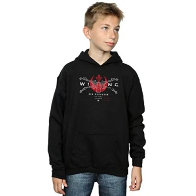 Image of Star Wars Boys Rogue One X Wing Red Squadron Hoodie 9 11 Years Black
