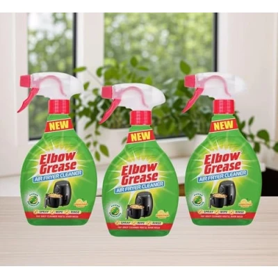 Image of 3 x Air Fryer Cleaner Elbow Grease Degreaser Spray Lemon Fresh 500ml Trigger Bottle Clean Wipe