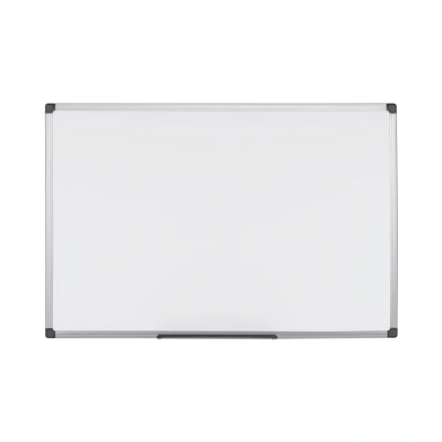 Image of Bi Office Maya Magnetic Whiteboard 2400 x 1200mm Lacquered Steel Surface Grey Plastic Frame