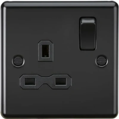 Image of Knightsbridge 13A 1G DP Switched Socket Matt Black