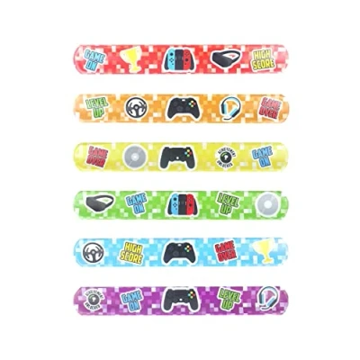 Image of Anila&#039;s Complete Gamer Themed 10 Party Bag Fillers &amp; Favours Assorted Snap Bracelets. (Ideal for Children Aged 3 8)