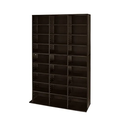 Image of Lillyvale CD Bookcase Storage Shelf Case Cabinet Rack Unit Tower Organizer Adjustable Wooden Book Bluray Video Games Up To 837 CD&#039;s (Espesso)