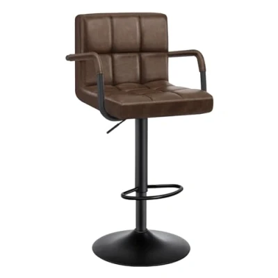 Image of WOLTU Bar Stools Chairs Breakfast Dining for Kitchen Island Counter Faux Leather, Adjustable Swivel Gas Lif, Steel Footrest &amp; Base, Dark Brown, BH113dbr 1 UK