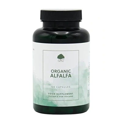 Image of Organic Alfalfa Capsules 500mg of per Capsule 120 Vegan Botanical Rich in Vitamins, Minerals and Other Nutrients G&amp;G Vitamins