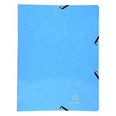 Image of Exacompta ref. 54897E 1 coated glossy card binder with rubber bands 2 round rings 15mm diameter 20mm spine External dimensions: 32x25 cm A4 file size Colour: light blue