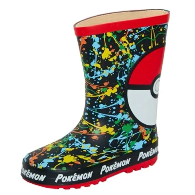 Image of Pokemon Wellies Rubber Wellington Boots Pokeball UK 3