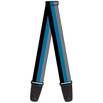 Image of Buckle Down GS W31944 &quot;Stripes Black/Turquoise/Gray&quot; Guitar Strap