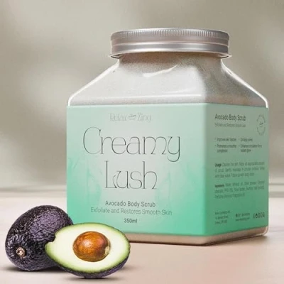 Image of RelaxZing Exfoliating Scrub, Moisturizing &amp; Nourishing Body Tightens Pores and Removes Impurities, Soothing Relaxing Shower Creamylush Avocado, 350ml