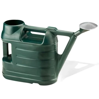 Image of Watering Can With Rose Head 6.5L Litre Plastic Green for Indoor &amp; Outdoor Durable Lightweight, Dual Handle