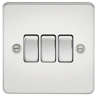 Image of KnightsBridge Flat Plate 10AX 3G 2 way switch polished chrome