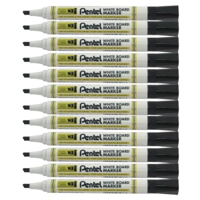 Image of Pentel 4.5mm Chisel Tip White Board Marker Every Day Use Black