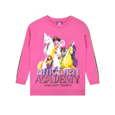 Image of Unicorn Academy Girls Sweatshirt Jumper For Sophia and Wildstar Kids Pink 10 11 Years