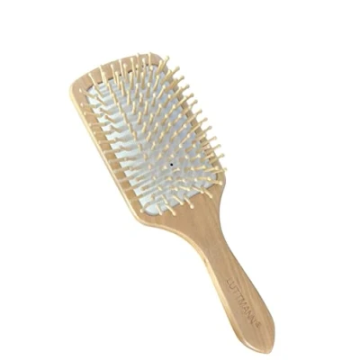 Image of LUTTMANN® Wigs Hair Replacement Second Paddle Brush for Real Wigs, Hairpieces &amp; Extensions Wooden with Bamboo Bristles Ensure Beautiful Nourished
