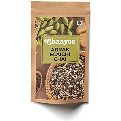Image of Chaayos Adrak Elaichi Tea Premium Chai Patti for Cough &amp; Cold Remedy 200g [100 Cups]