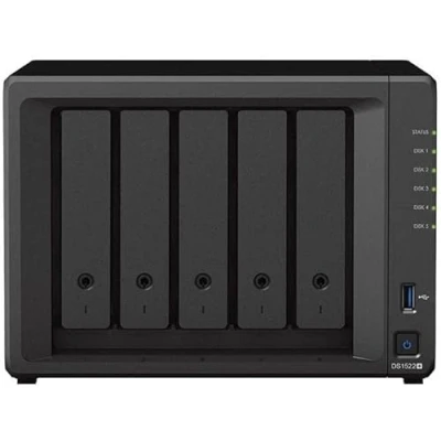 Image of Synology DS1522+ 20TB 5 Bay Desktop NAS Solution, installed with x 4TB Seagate Ironwolf Drives
