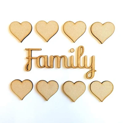 Image of Wooden MDF Family Word Script for Crafts/Family Tree Decor Kit/Wood Craft Bka
