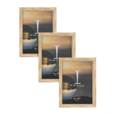 Image of Widdop 5&#039; x 7&#039; iFrame Set of 3 Photo Frames Oak Finish