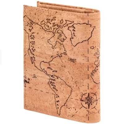Image of Simaru Vegan Cork Wallet with Zip Zippered Slim Pocket for Men Mens Card Holder 13 Pockets Available in Red, Natural, Turquoise and Brown (Brown)