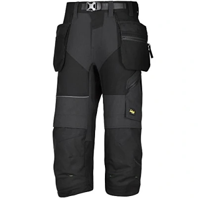 Image of Snickers FlexiWork Work Pirate Trousers+ Holster Pockets Black/Black 52