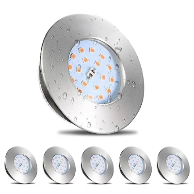 Image of HiBay 6X 5W Recessed Ceiling Lights Ultra Thin Down Light IP44 Spotlight Chrome Warm White LED Downlights for 60 68mm Hole of Bathroom Kitchen Soffits