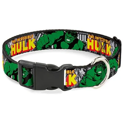 Image of Buckle Down Plastic Clip Collar THE INCREDIBLE HULK Action Poses/Stacked Comics
