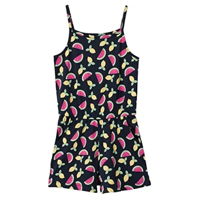 Image of NAME IT Girls&#039; NKFVIGGA Strap Suit F1 NOOS Jumpsuit, Dark Sapphire/AOP:Fruits, 152