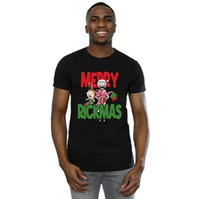 Image of Absolute Cult Rick and Morty Men&#039;s Merry Rickmas T Shirt Black Large