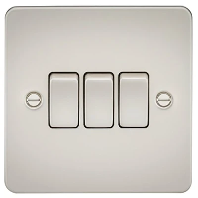 Image of KnightsBridge Flat Plate 10AX 3G 2 way switch pearl