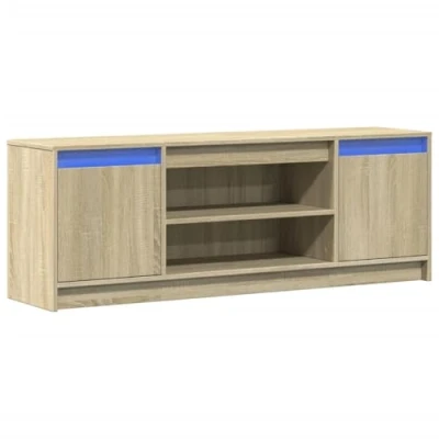 Image of vidaXL TV Cabinet with LED Stand Media Unit Sonoma Oak Engineered Wood, Modern for Living Room &amp; Bedroom, 180x34x50 cm Ample Storage Space, Customisable RGB Lights