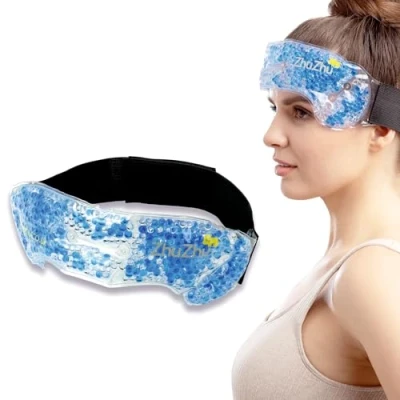 Image of Zhu Migraine Hot &amp; Cold Pack Wrap Therapeutic Gel Beads Soothing Relief for Migraines, Sinus Tension Headaches