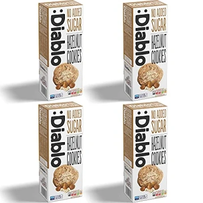 Image of Diablo Hazelnut Cookies No Added Sugar Sweetened with Maltitol 135g (Pack Of 4)
