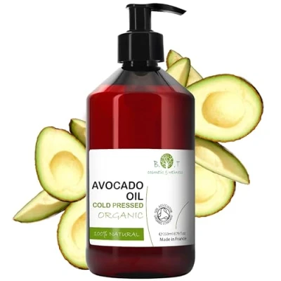 Image of Avocado Bio Cold Pressed Oil Organic Massage Oil, Baby Skin, Body Hair, Facial, Natural Face Serum Dry and Damaged Hair 250 ml 8.8 fl oz