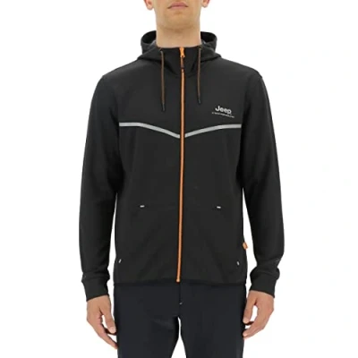 Image of JEEP O102620 G419 XP MAN HOODED TECH SWEAT JACKET W/Kangaroo Pocket JX22A Dark Grey Mel/Black XL