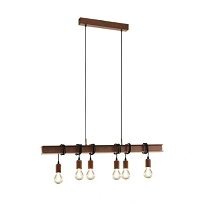 Image of Eglo Townshend 6 Flame Vintage/Industrial Design Pendant lamp, Retro Steel and Antique Brown Hanging Light, E27 Socket