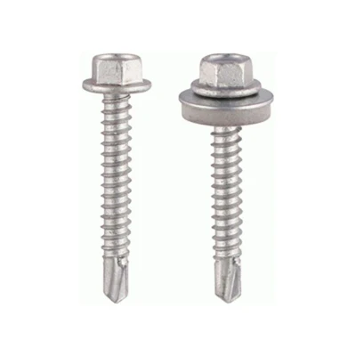 Image of TIMco L50W16B Hex No.3 Self Drilling Screw 5.5 x 50 and M16 Washers Silver Ruspert (Box of 100)
