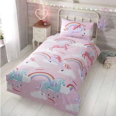 Image of Rapport Home My Little Unicorn Single Duvet Quilt Cover Bedding Set, Polyester, Pink, 2 pieces