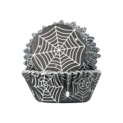 Image of PME Halloween Foil Lined Cupcake Cases Spiderwebs (Pack of 30)