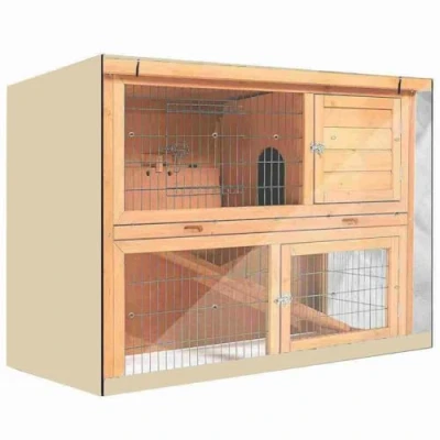 Image of Rabbit Hutch Cover 4FT 210D Oxford Cloth Double Decker for Hutches Dustproof Moisture Resistant Bunny Guinea Pig, Cage Cover, Pet Covers (Beige)