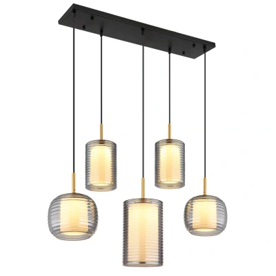 Image of Lampigna Cluster Pendant Ceiling Light Matt Black Opal Glass Shade LED 3000K