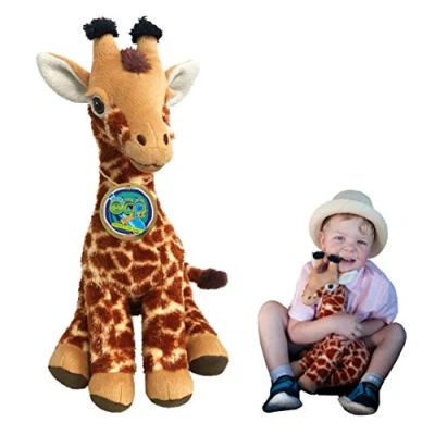 Image of EcoBuddiez Giraffe from Deluxebase. Large 35cm Soft Plush Animals made Recycled Plastic Bottles. Eco Friendly Cuddly Gift for Kids and Cute Stuffed Animal Toy Toddlers.