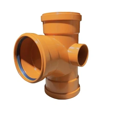 Image of 110MM Orange Underground Pipe Fittings, Push Fit Fittings Triple Socket Swept Junction Tee