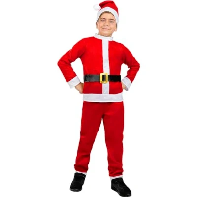 Image of Funidelia Santa Claus Costume for boy Christmas Costumes kids, accessory fancy dress &amp; props Halloween, carnival parties Size 7 9 years Red