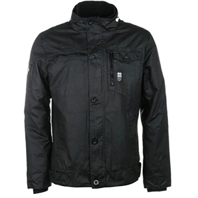 Image of NEW MENS CROSSHATCH PLIXXIE JACKET PADDED DESIGNER BLACK RIBBED WINTER ZIP COAT[Black ,L]