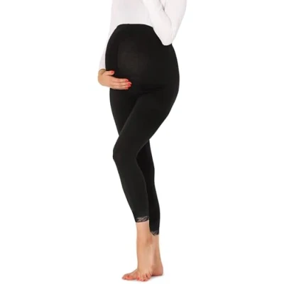 Image of Be Mammy Women&#039;s Pregnancy Maternity 7/8 Leggings BE20 262(Navy Blue,S)