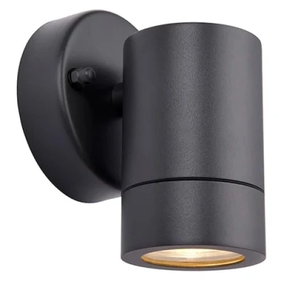 Image of Palin Matt Black Steel External Outdoor Security GU10 Wall Spot Down Light IP44 Rated