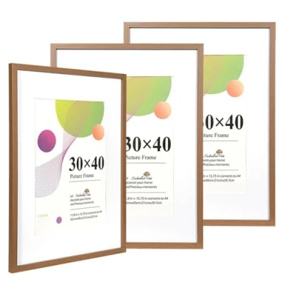 Image of Scholar Tree 30x40 picture Frame,3 Pack Brown,12x16 frame, Wooden Photo Frames with A4 Mount,with Wall Hanging