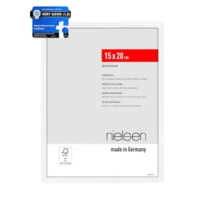 Image of nielsen Atlanta Photo Frame 15x20cm Aluminium Picture Frame, White with Protective Acrylic Glazing and Push Turn Clips Matt