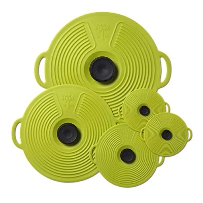 Image of Zeal LSET6L Silicone Keep Fresh Storage Airtight Seal Lids, Reusable Classic Design Set of 5 Lime