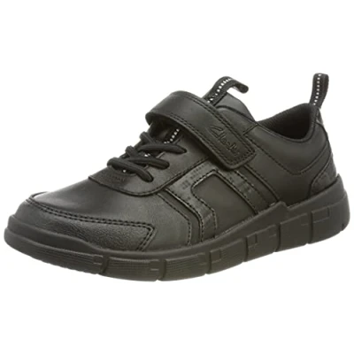 Image of Clarks Boy&#039;s Encodebright Sneaker, Black Leather, 11.5 UK Child