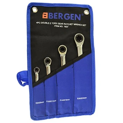 Image of Torx/E Ratchet Spanner Wrench Set Double Ended E6 E24 4pc Bergen AT482